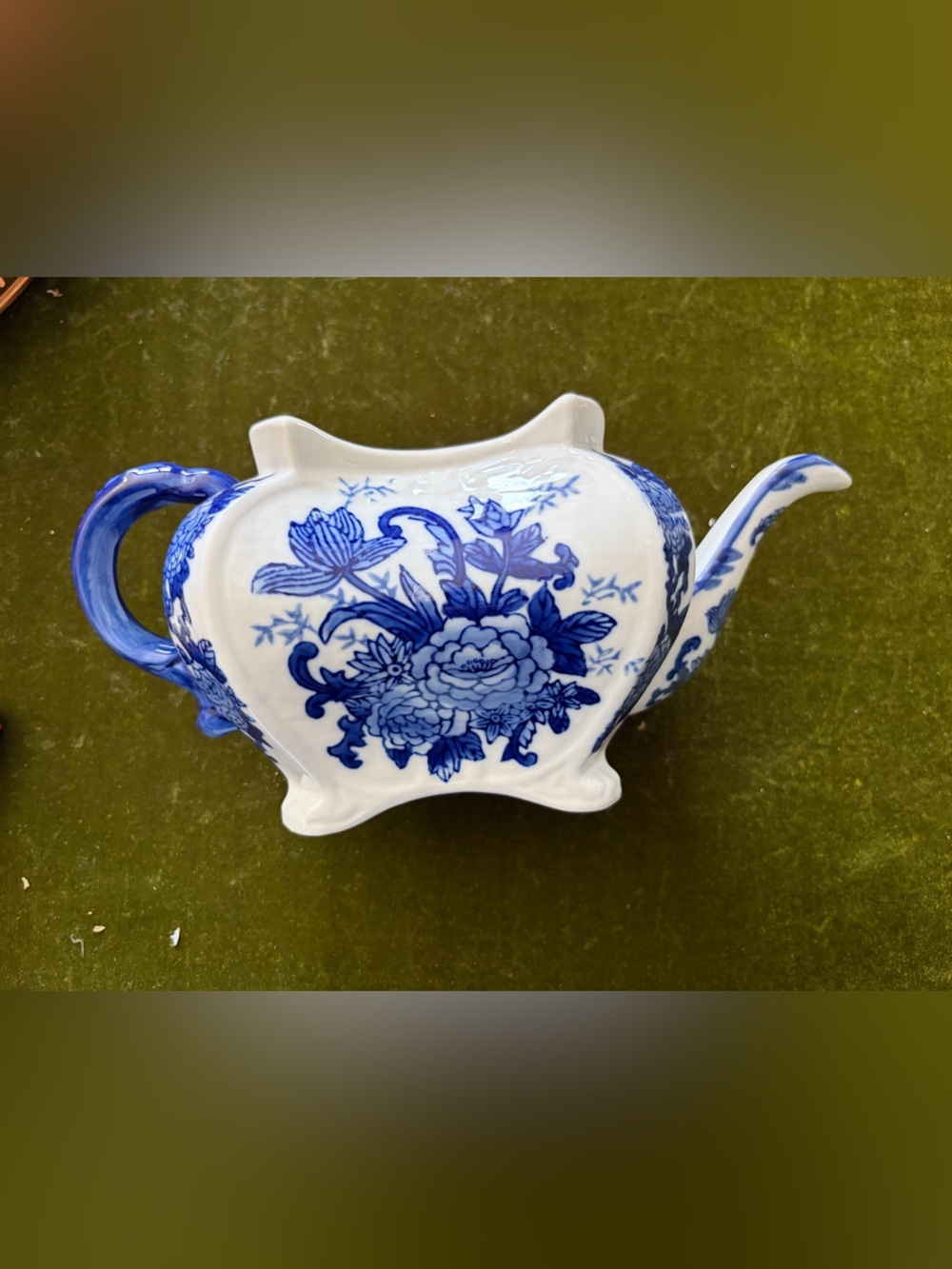 Blue and White Floral Ceramic Teapot no top - Decorative Home Accent